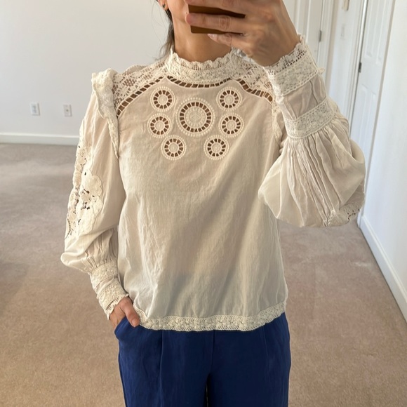 FARM Rio Romantic Embroidered Lace Blouse Size XS - Picture 2 of 8